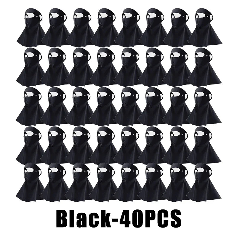 UPF50+ Ice Silk Sun Protection Mask & Neck Scarf – Anti-UV Sun Protection Mask Babs Black 40PCS