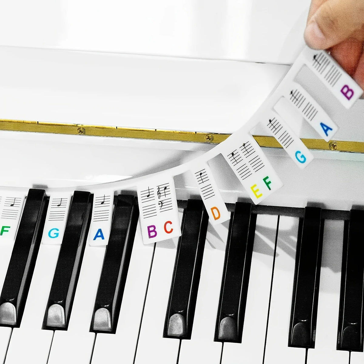 88-Key Silicone Piano Note Label Stickers – Removable & Reusable Piano Key Stickers Babs color