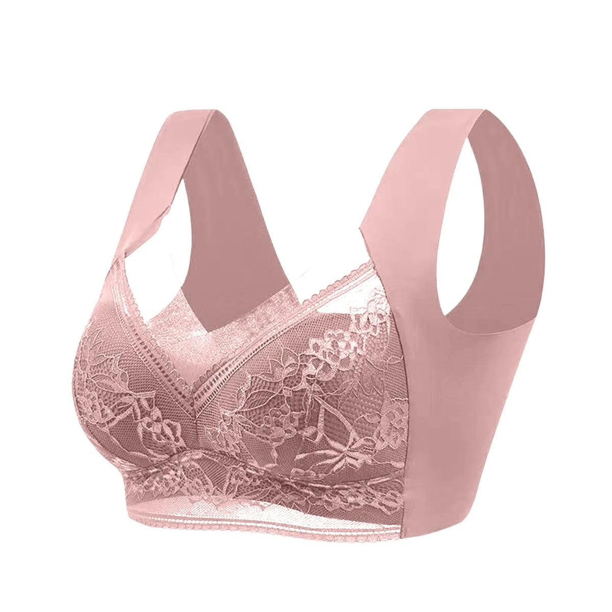 Women's Plus Size Seamless Lace Wire-Free Bralette | Sizes L–6XL Seamless Lace Bralette Babs Coffee 48