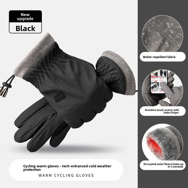 Men's Winter Thermal Touch Screen Cycling Gloves Fleece Lined Cycling Gloves Babs black
