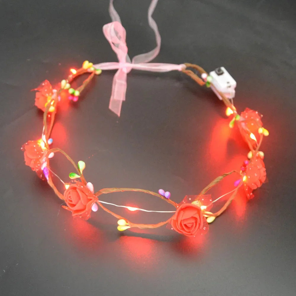 10-Pack LED Flower Crown Headbands | Floral Wreath Hair Accessories LED Floral Headband Babs 2