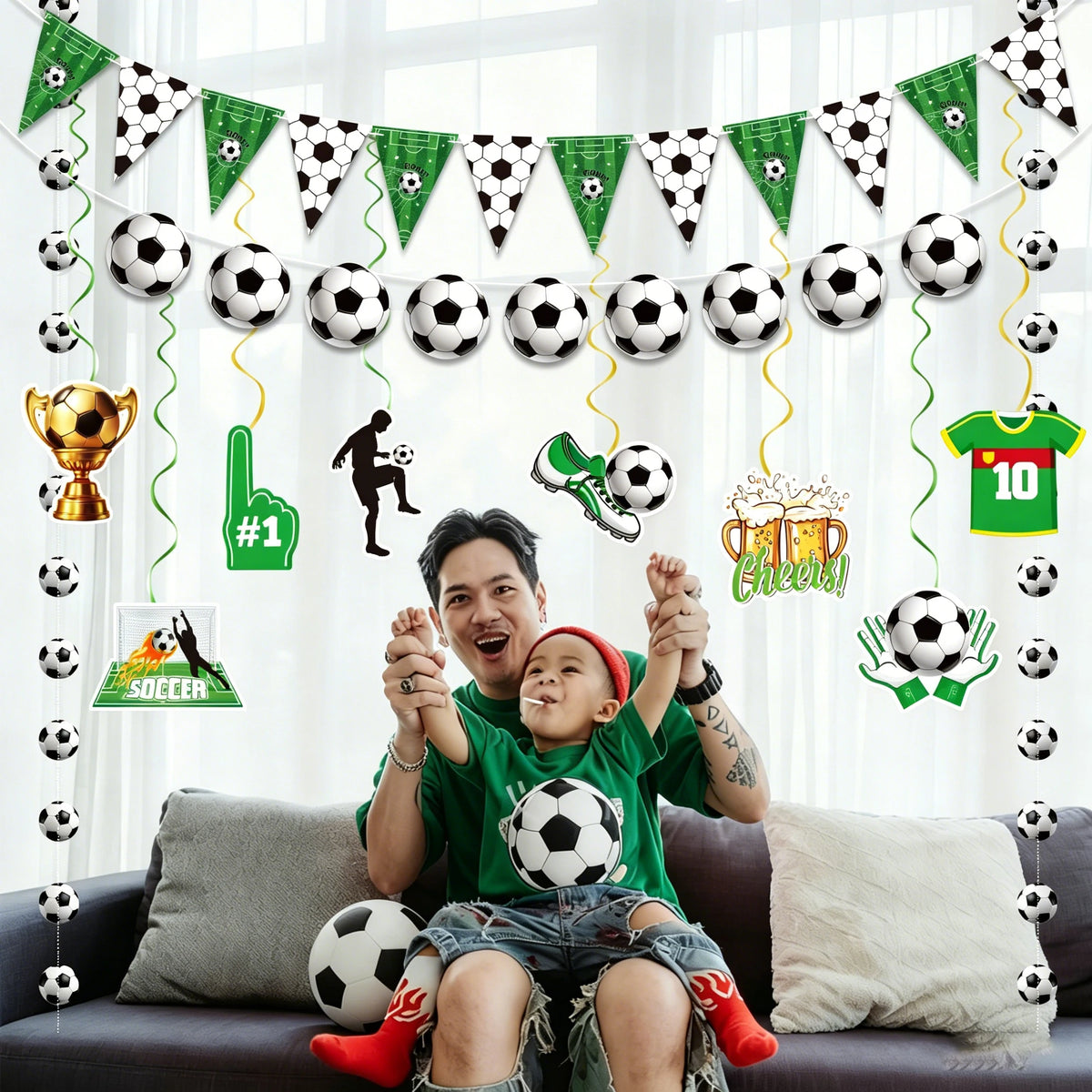 Soccer Party Banner Bunting – Football Birthday Decor Supplies Party Banner Bunting Babs