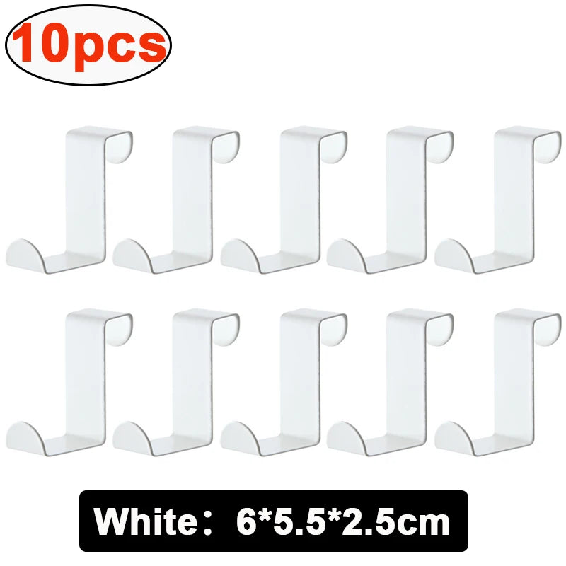 Z-Shaped Stainless Steel Cabinet Door Hooks – 10 Pack Organizer Cabinet Door Hook Babs White-10pcs