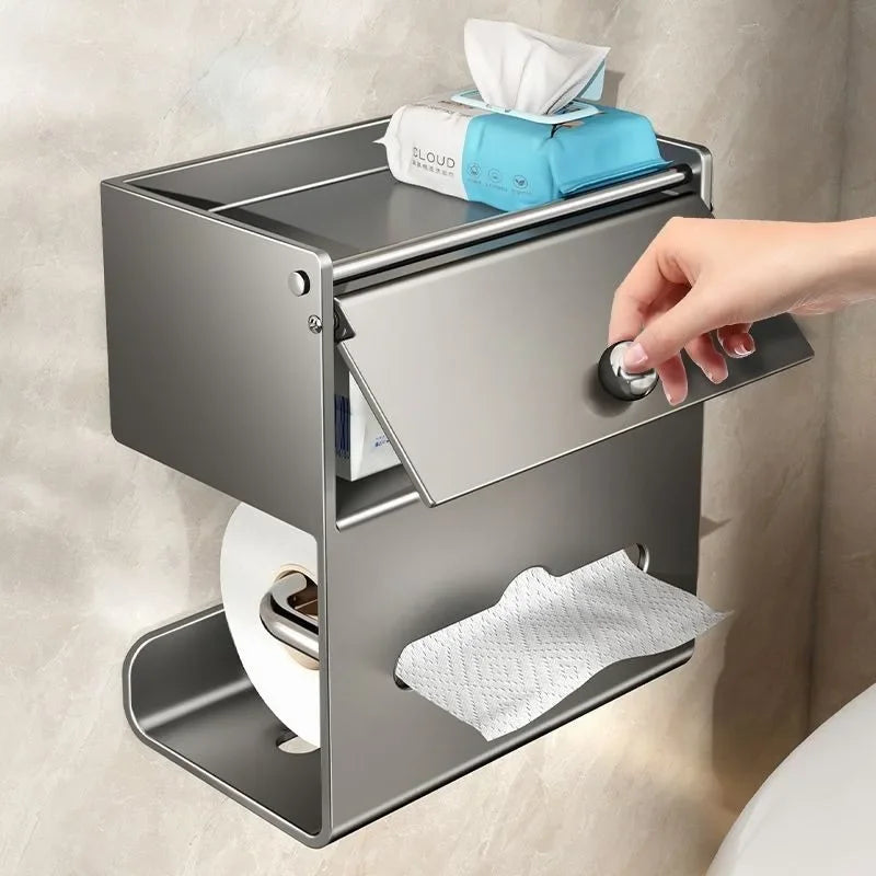 Luxury Stainless Steel Tissue Box & Toilet Storage Rack Tissue Box Holder Babs