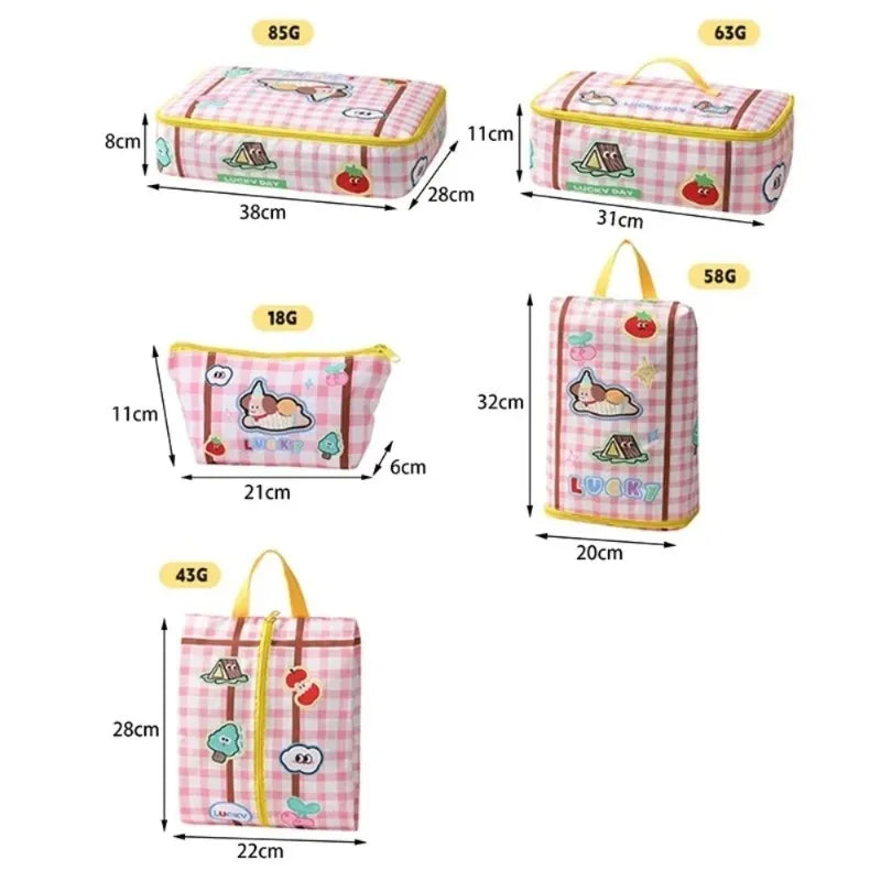 Cute Cartoon Print Travel Storage Bag | Zipper Organizer Travel Storage Bag Babs