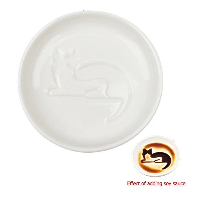 Japanese Cat Ceramic Soy Sauce Dipping Dish – Mini Bowl Ceramic Dipping Dish Babs Sitting cat 8.8 x 2cm