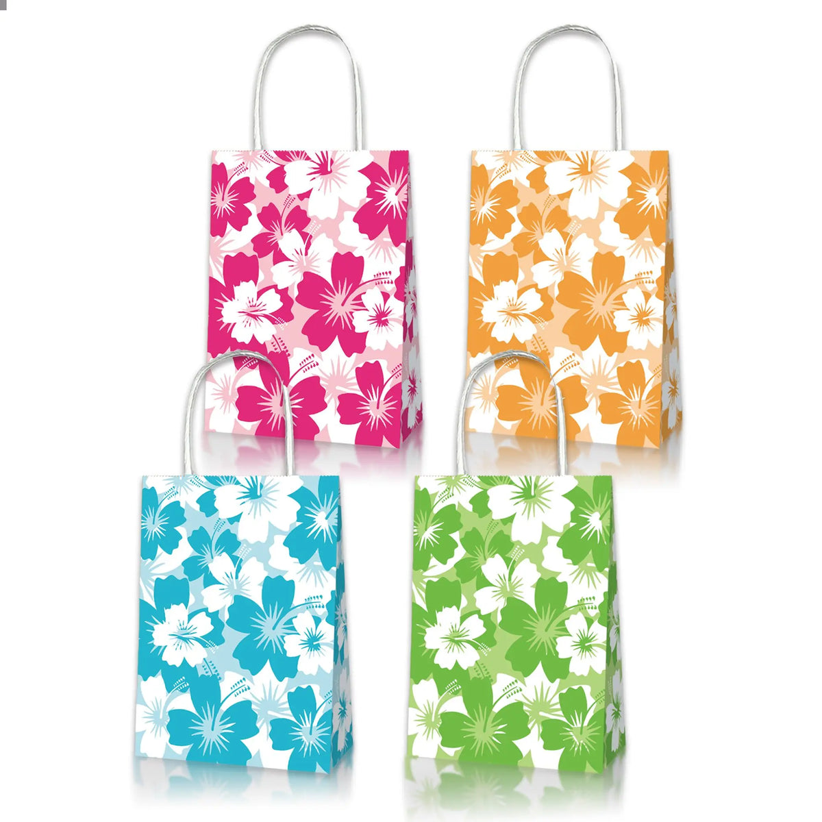 Hawaiian Hibiscus Paper Food Trays | Luau Party Supplies 8–48pk Disposable Party Trays Babs Paper Bags 24 Pcs