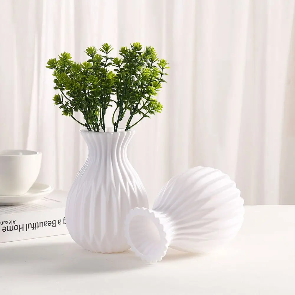 White Nordic Plastic Vase – Imitation Ceramic Flower Pot Decorative Vase Babs