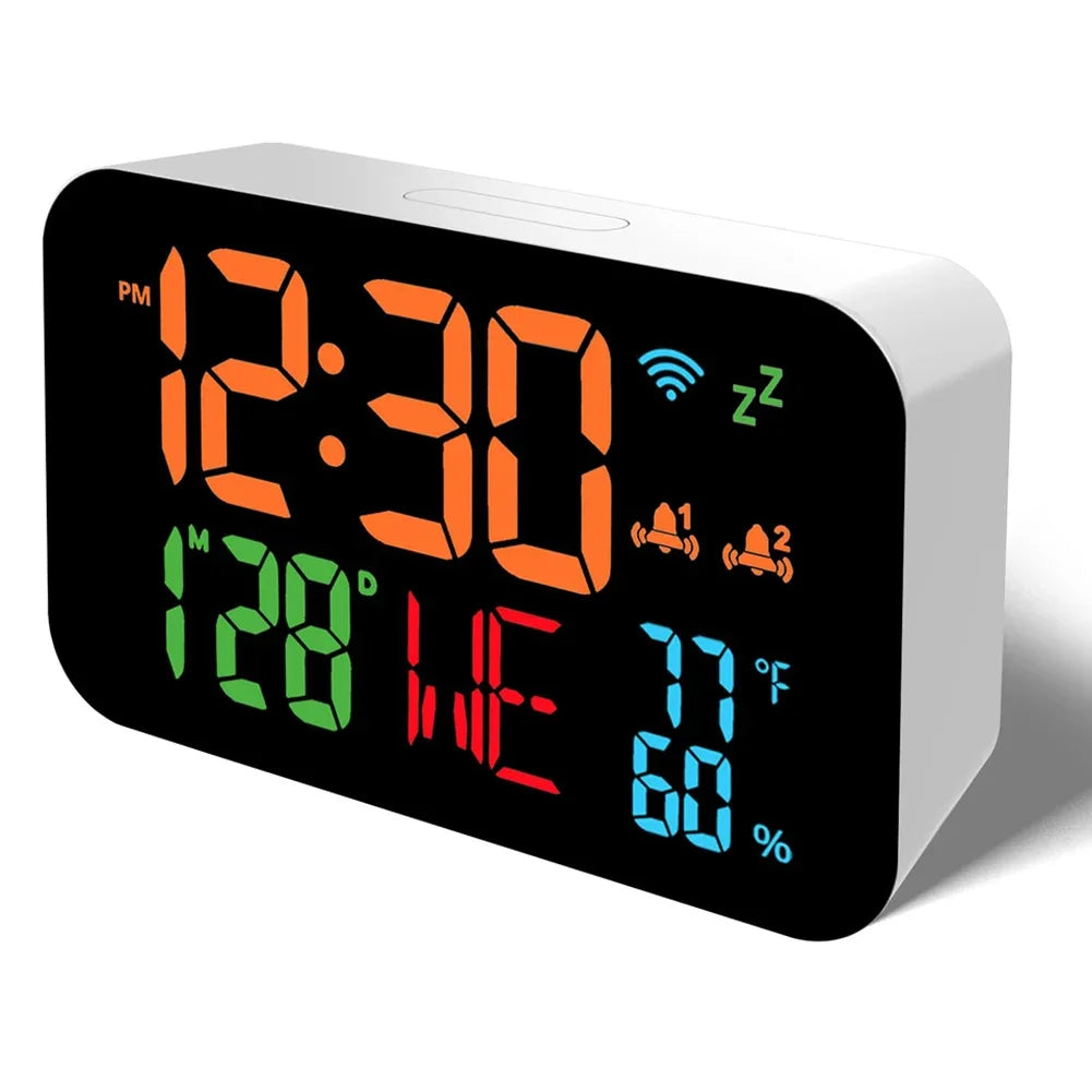 Tuya WiFi Smart Clock – LED Thermometer & Hygrometer Display Smart WiFi Clock Babs white-orange