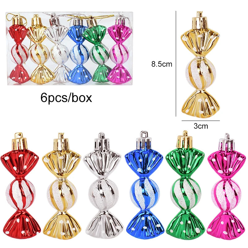 6-Piece Christmas Candy Tree Ornaments Set – Holiday Pendants Christmas Tree Ornaments Babs F