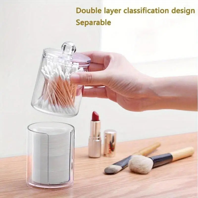 Round Acrylic Q-Tip & Cosmetic Storage Box Organizer Cosmetic Storage Organizer Babs