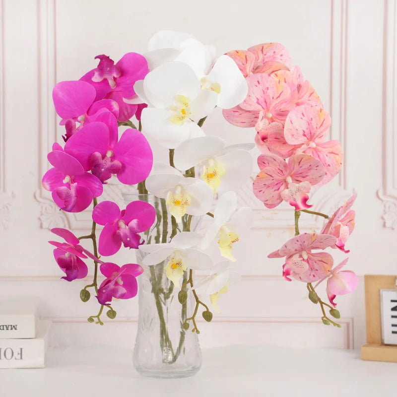 9-Head 100cm Artificial Moth Orchid Stem – Real Touch Fake Flowers Artificial Flower Stem Babs