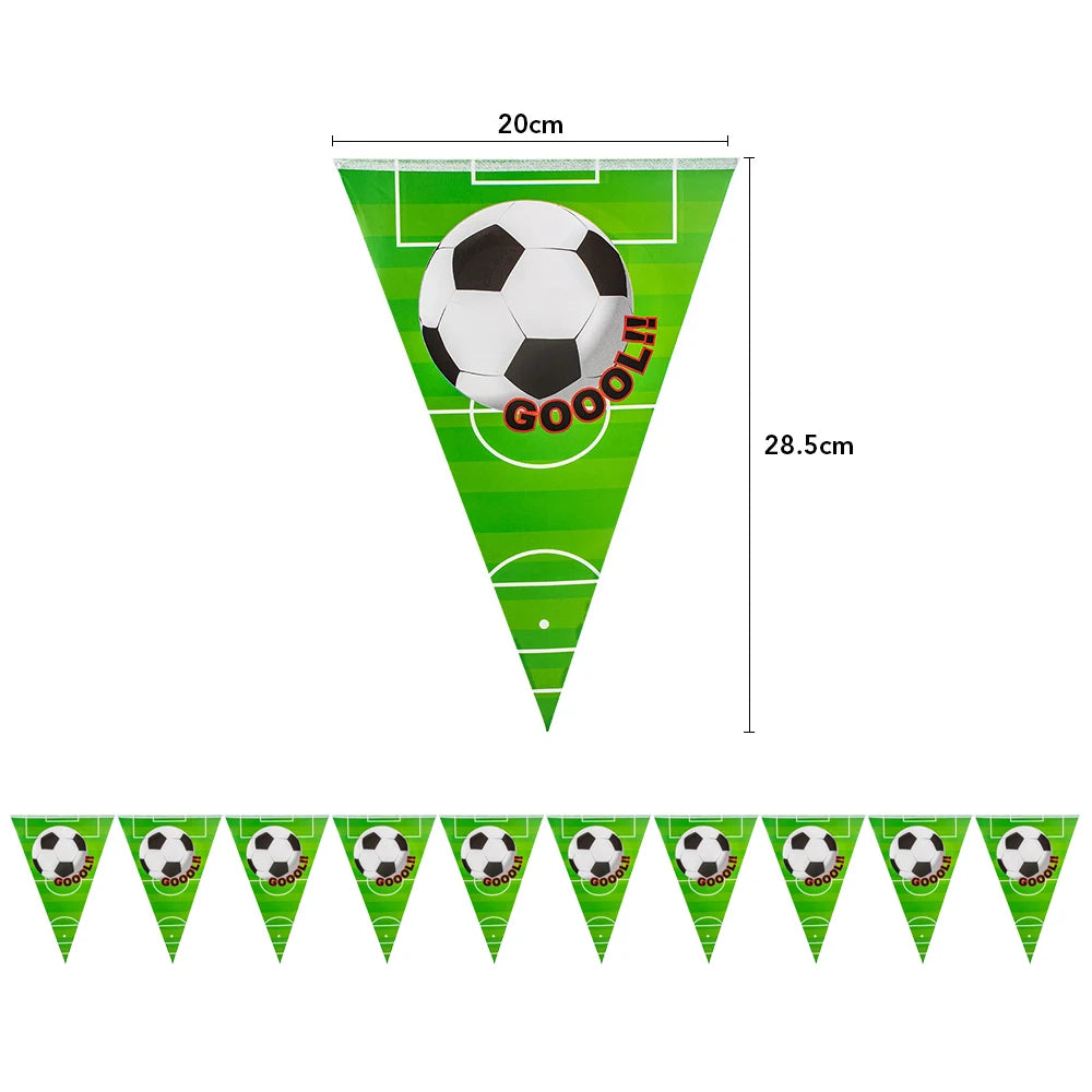 Soccer 6th Birthday Party Supplies – Balloon & Tableware Kit Party Supplies Kit Babs Triangle flag as show