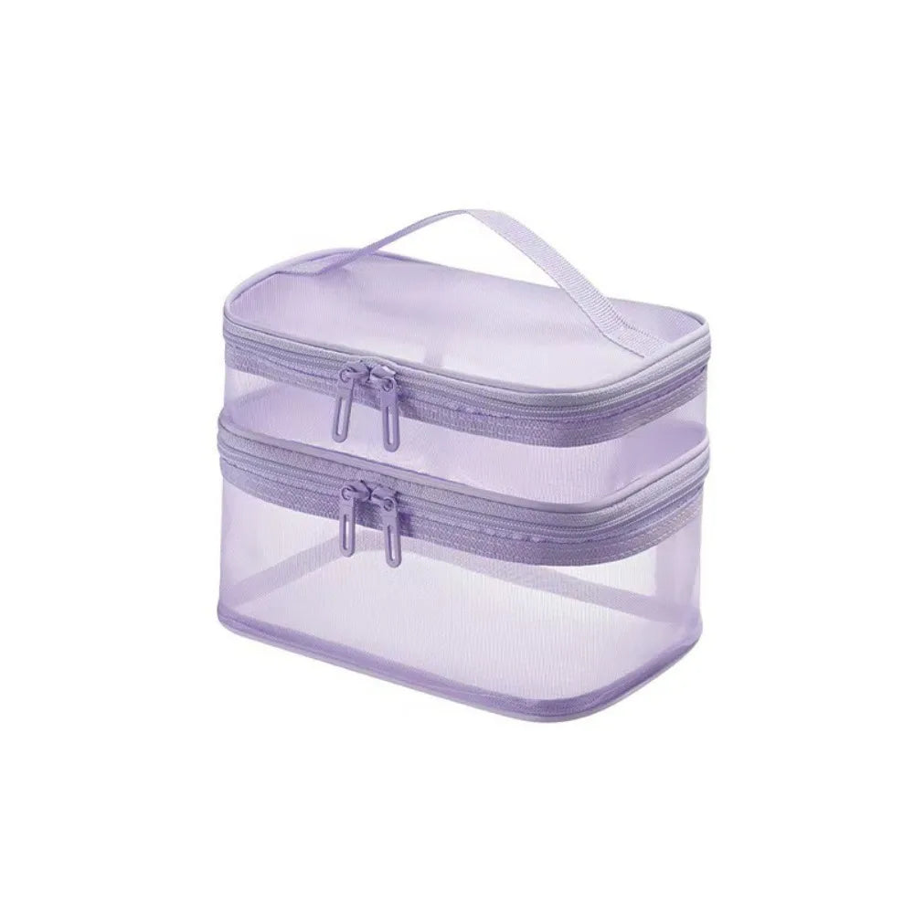 Large Capacity Transparent Mesh Travel Toiletry Makeup Bag Travel Toiletry Bag Babs purple-2 layer