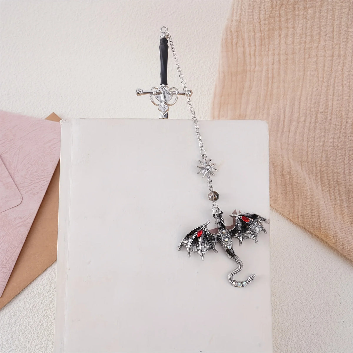 Alloy Dragon Sword Bookmark – Fantasy Gift for Book Lovers Decorative Bookmark Babs