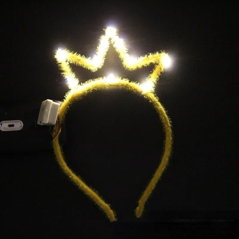 12pcs LED Light-Up Crown Queen Headbands for Parties & Events LED Party Headband Babs