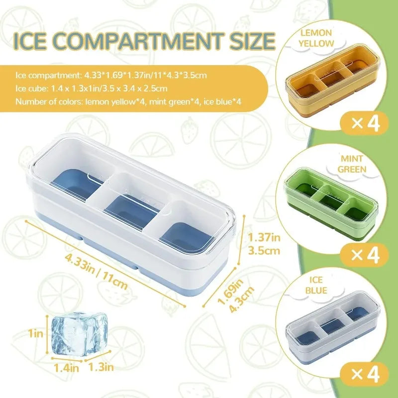 3-Cube Silicone Ice Tray with Airtight Lid – BPA-Free, Stackable Silicone Ice Tray Babs