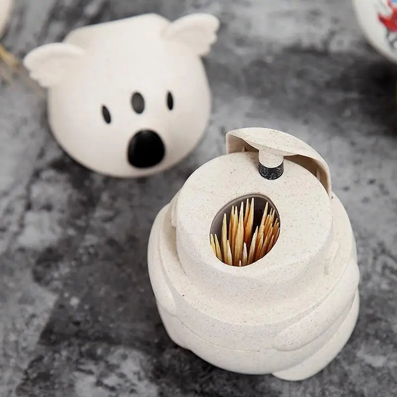 Cartoon Koala Automatic Toothpick Holder – Kitchen Organizer Toothpick Dispenser Babs