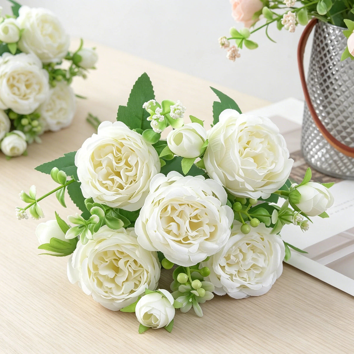 Artificial Silk Peony Flowers – Wedding & Home Décor Bouquet Artificial Silk Flowers Babs