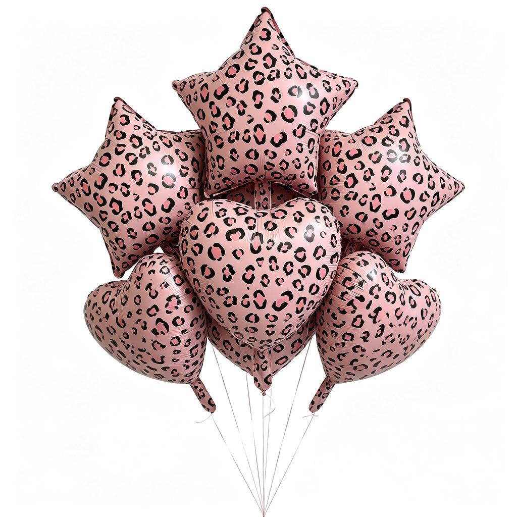 18" Pink Leopard Heart Foil Balloons – Party Decor 5/10/50 Pcs Party Foil Balloons Babs