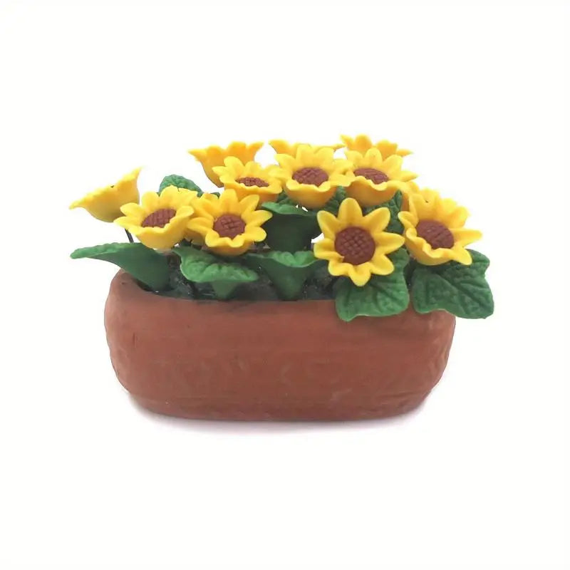 Miniature Clay Sunflower Bonsai | 1:12 Micro Landscape Decor Miniature Décor Prop Babs 1pc