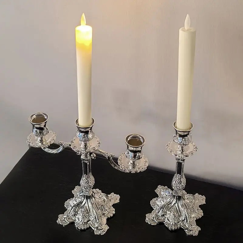 Vintage Metal Candlestick Holder – Elegant Silver Table Decor Decorative Candlestick Babs