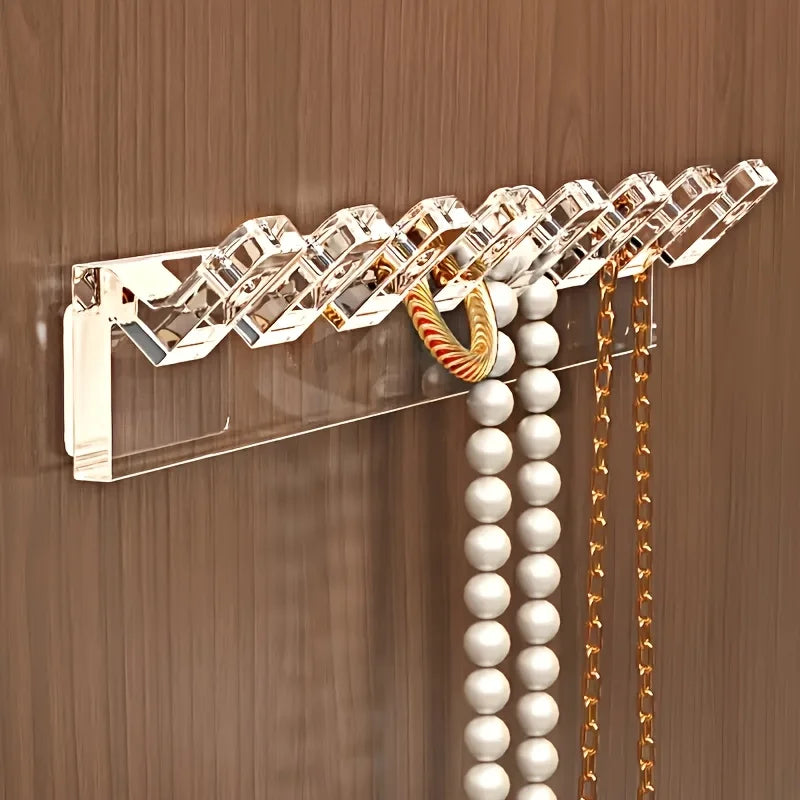 Wall Acrylic Necklace Holder – 8-Hook Jewelry Organizer (3/6 Pcs) Jewelry Wall Organizer Babs