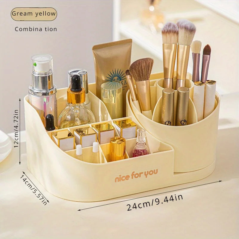 Makeup Brush Cleaning Box & Multi-Grid Cosmetics Organizer Brush Cleaning Organizer Babs Yellow-Large