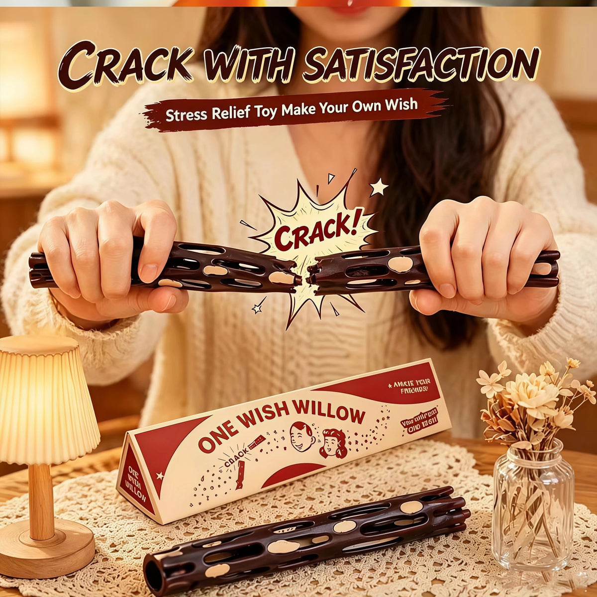 3D Printed Wish Willow Snap Stick – Breakable Lucky Charm Gift Party Favor Charm Babs