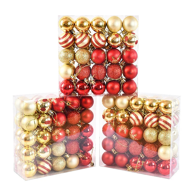 50Pcs Christmas Tree Ball Ornaments – Red & Gold Baubles Christmas Tree Ornaments Babs