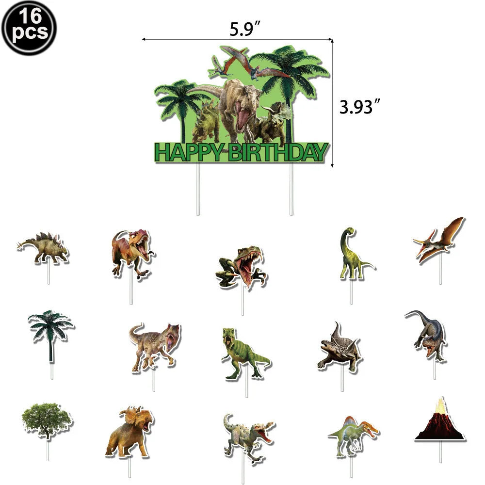 Dinosaur Cupcake Toppers & Cake Decor – Kids Birthday Party Cake Toppers Babs Light Yellow as show