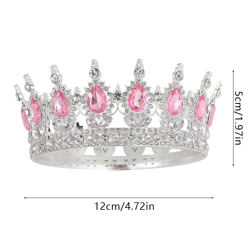 Metal Crown Cake Topper Gold Silver Crystal – Wedding & Birthday Crown Cake Topper Babs Pink Crown