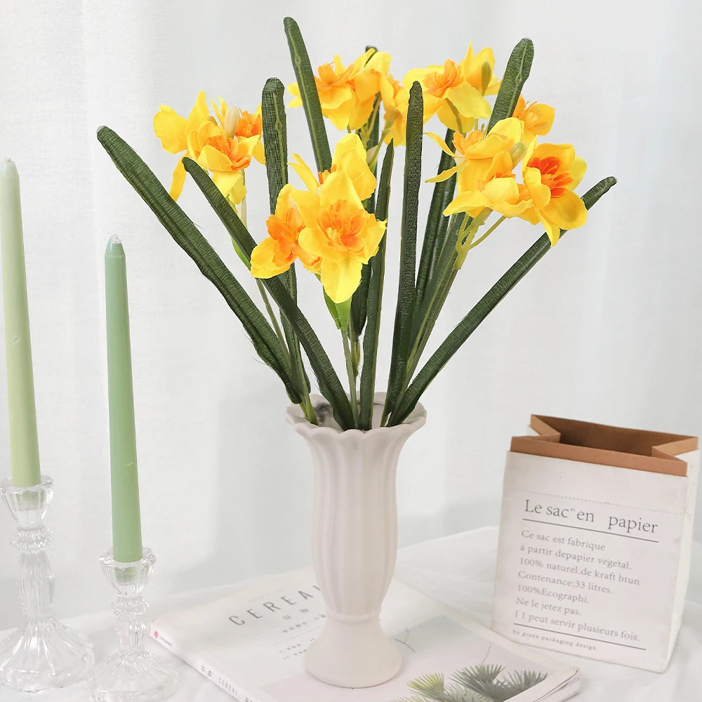 Yellow Artificial Rose Bouquet 2/4 Pcs – Faux Flower Home Décor Artificial Flower Bouquet Babs Yellow 2Pcs