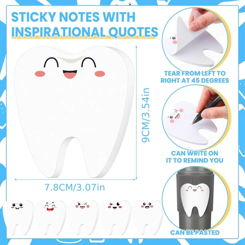 Dental Tooth Sticky Notes Funny Gift Set – 4 or 12 Pcs Novelty Sticky Notes Babs
