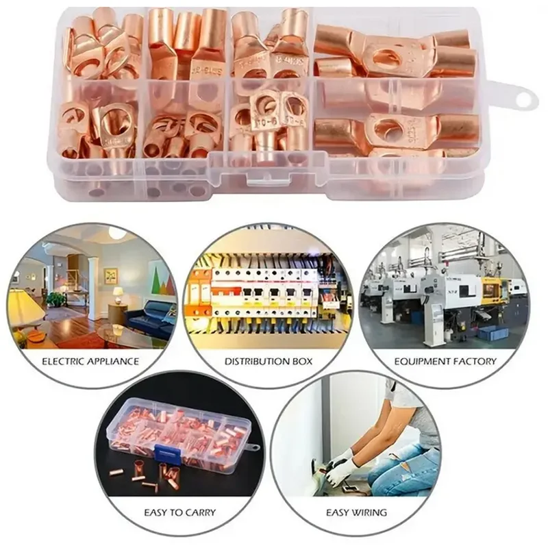 60Pcs Tinned Copper Crimp Ring Terminal Connectors – DIY & Auto Crimp Wire Terminals Babs