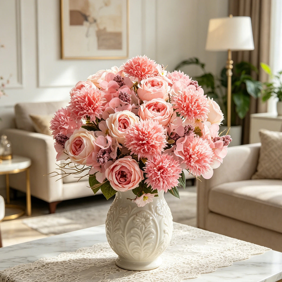 Silk Rose & Peony Artificial Bouquet – Wedding & Home Decor Artificial Flower Bouquet Babs