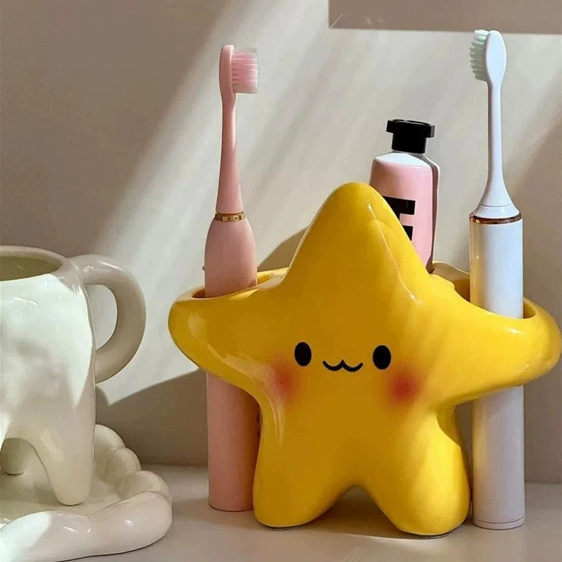 Star-Shaped Toothbrush Holder – Cute Freestanding Bathroom Organizer Toothbrush Holder Babs