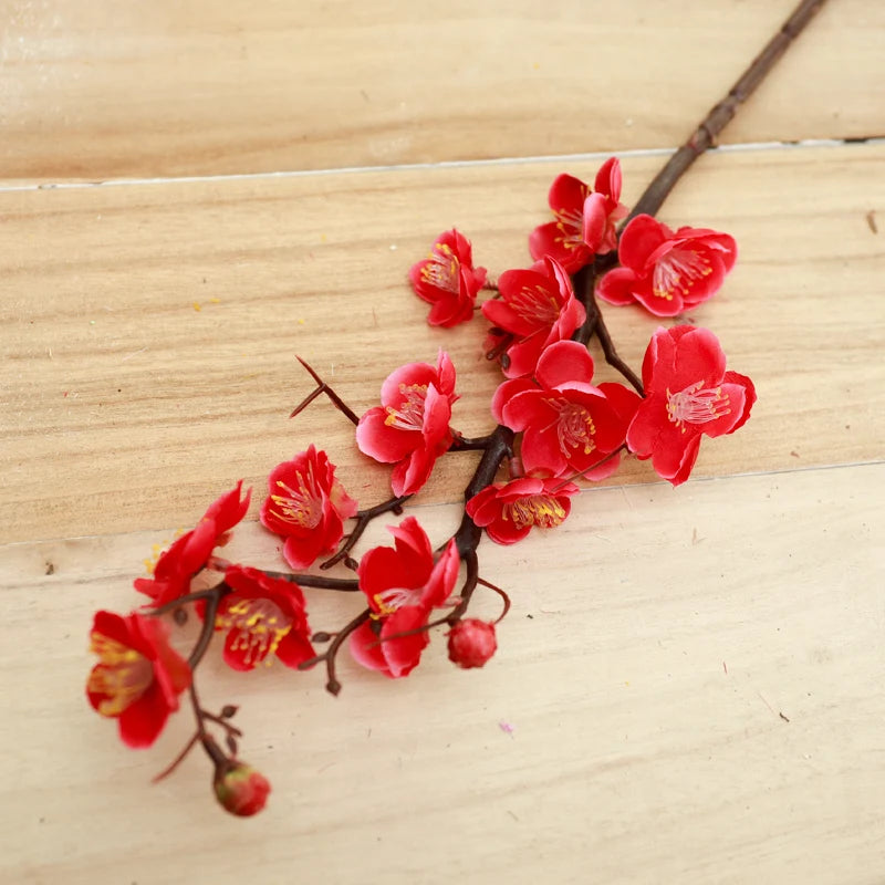 60CM Artificial Silk Plum Blossom Branch | Home & Wedding Decor Artificial Flower Branch Babs Rose Red