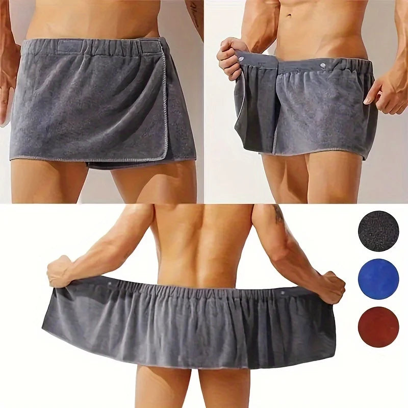Men's Wearable Bath Towel Shorts – Ultra-Fine Microfiber Wearable Bath Towel Babs