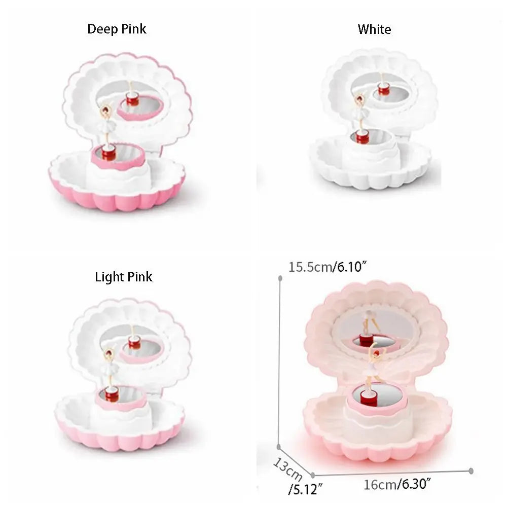 Shell Rotating Music Box – Dancing Girl Jewelry Box with Mirror Decorative Music Box Babs