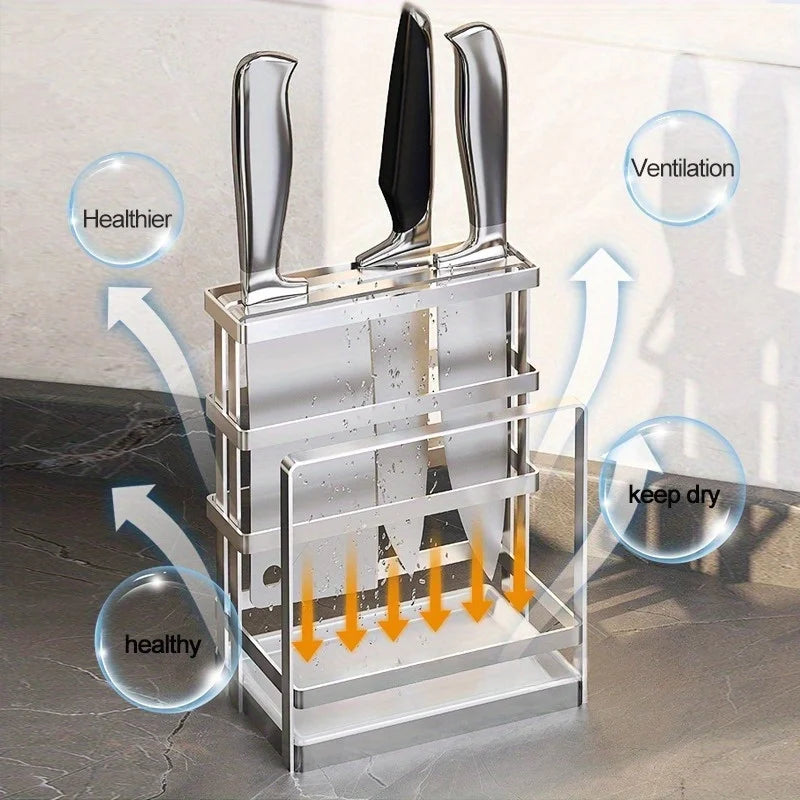 304 Stainless Steel Knife Holder & Organizer for Kitchen Counter Knife Block Organizer Babs