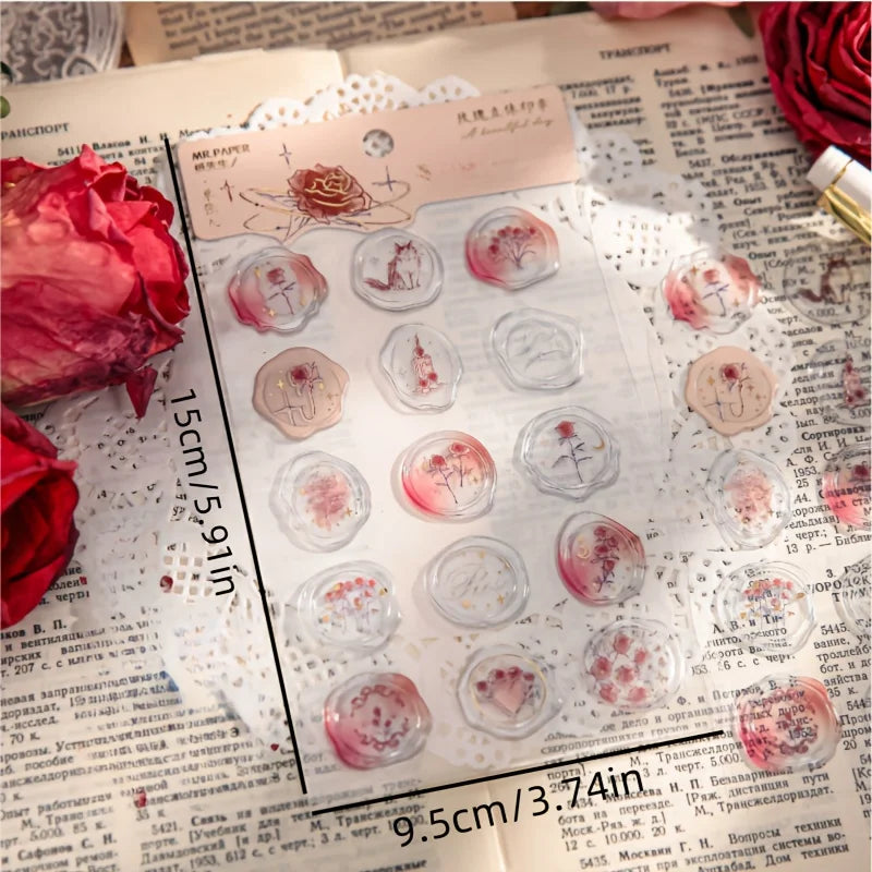 15pcs Rose Wax Seal Stickers for Scrapbooks & Envelopes Wax Seal Stickers Babs