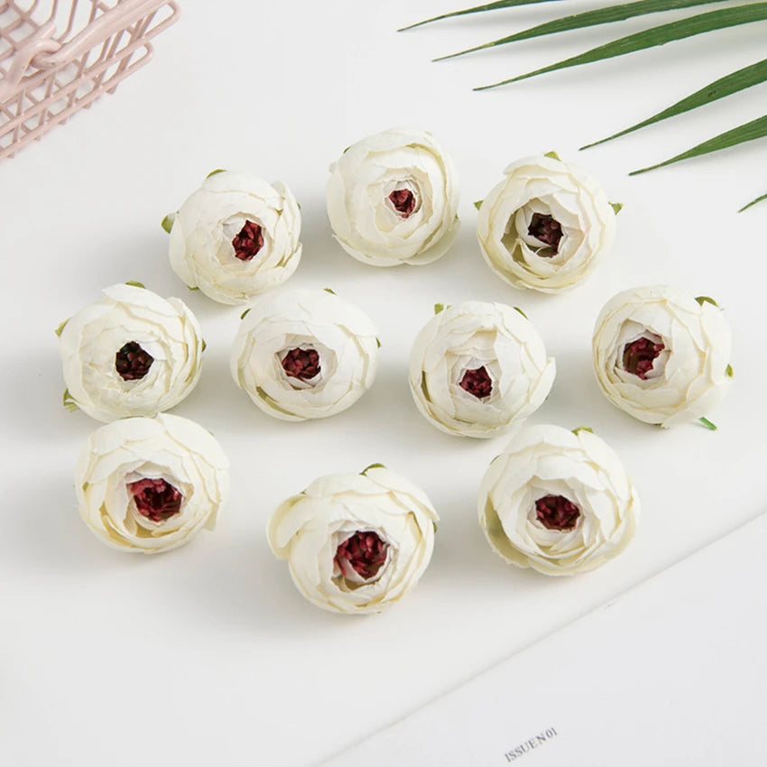 Silk Tea Rose Buds Artificial Flowers 10/20Pcs – DIY Decor Artificial Flowers Babs WHITE 10 PCS