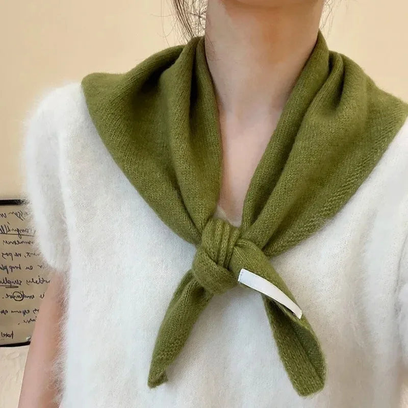 Women's Wool Knit Triangular Scarf – Headscarf & Wrap Knitted Triangular Scarf Babs
