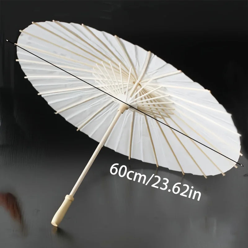 Handmade White Paper Umbrella – Wedding Decor & Photo Prop Decorative Umbrella Babs white 60cm 24K Solid Wood