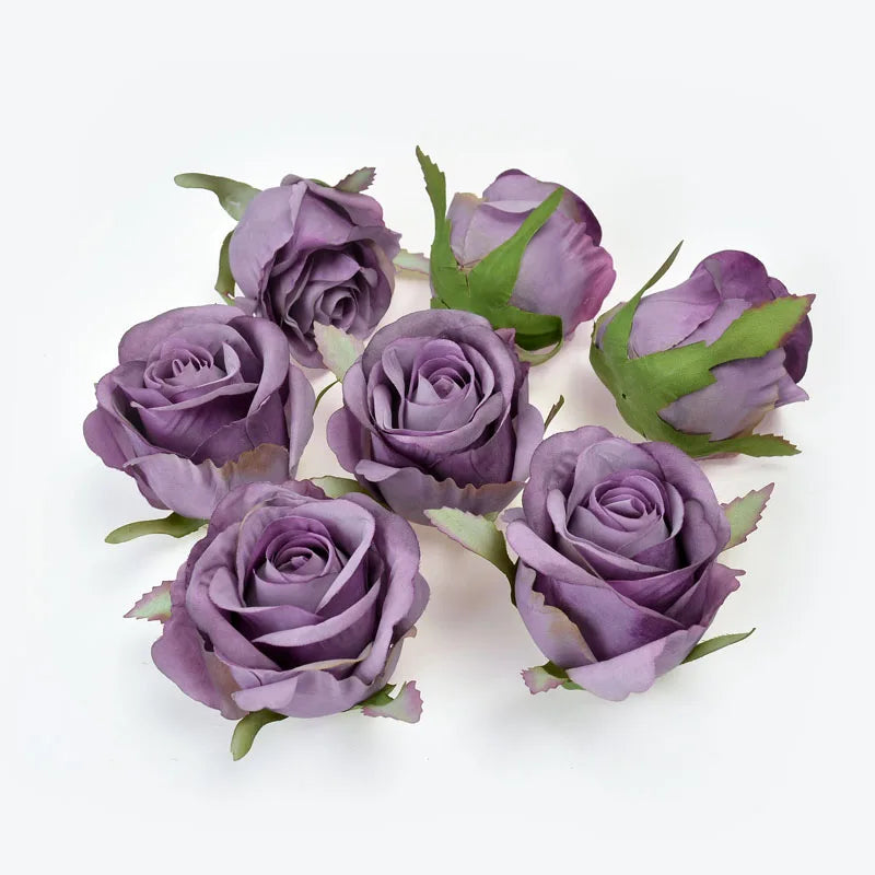 Silk Rose Heads 3/5Pcs – Artificial Flowers for Wedding Decor Artificial Silk Flowers Babs Purple 3Pcs