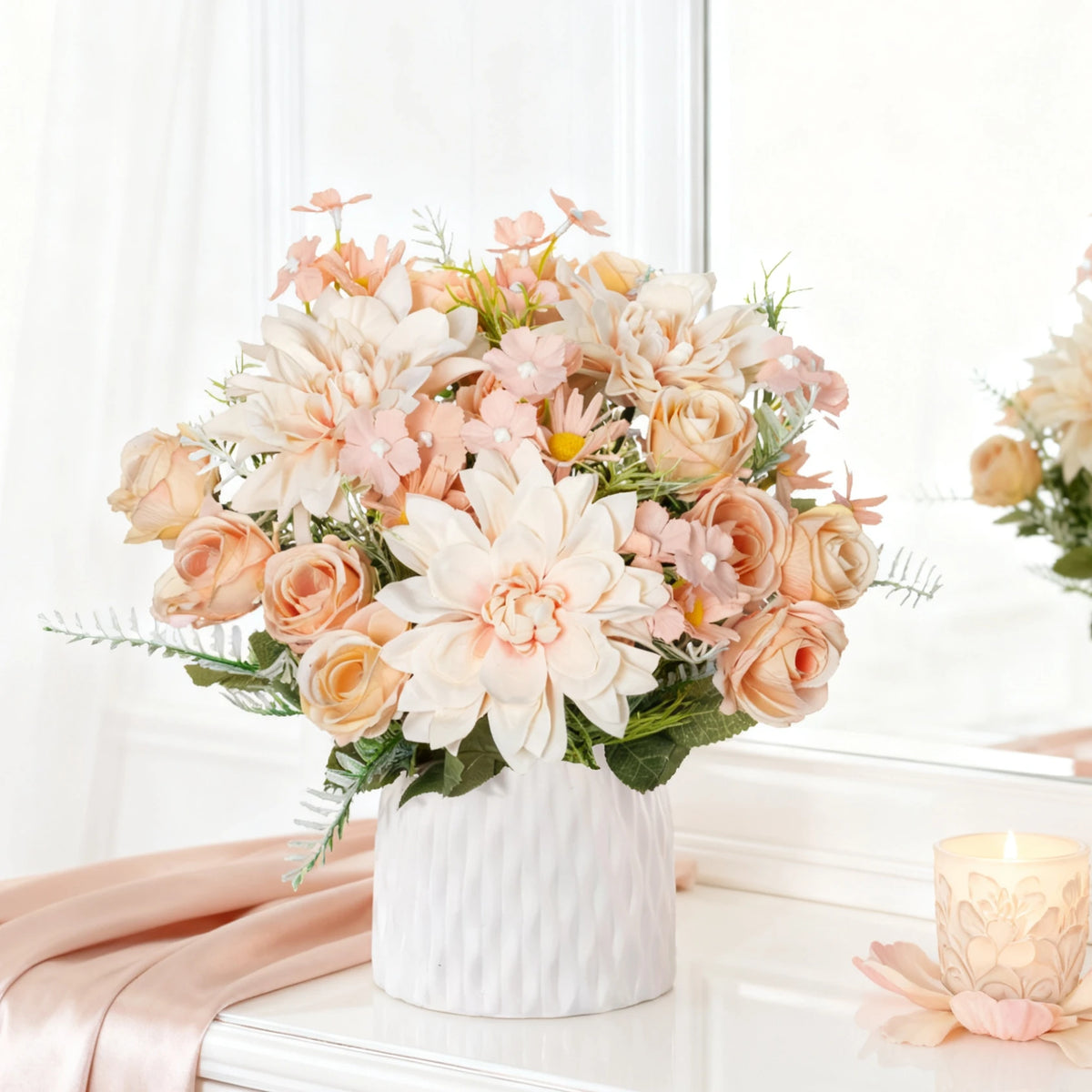 Artificial Dahlia Rose Silk Bouquet – Wedding & Home Décor Artificial Flower Bouquet Babs