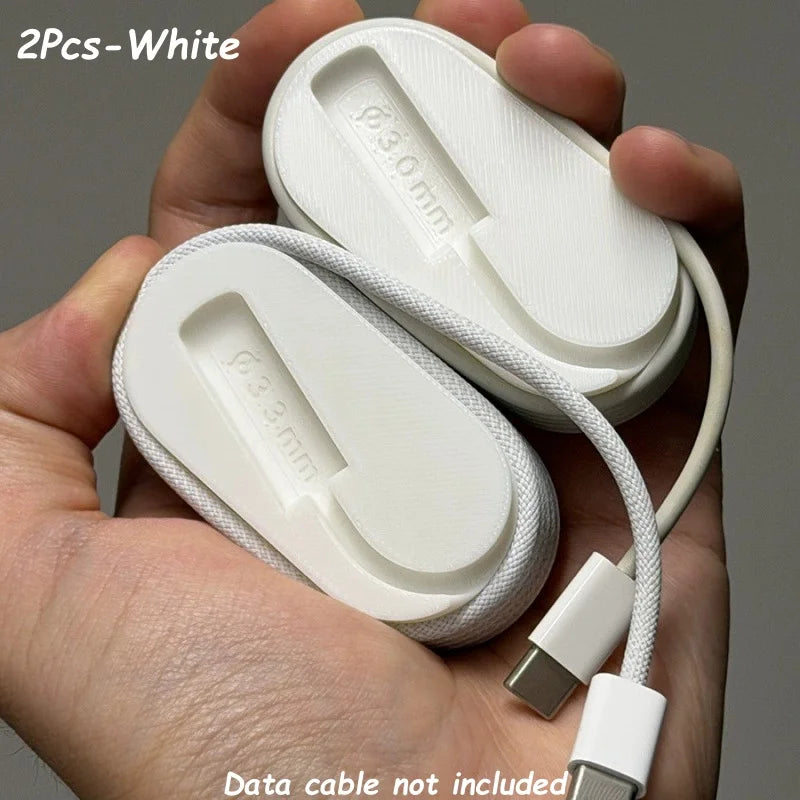 Portable Cable Winder Organizer for USB-C Braided Cables Cable Winder Organizer Babs 2Pcs-White