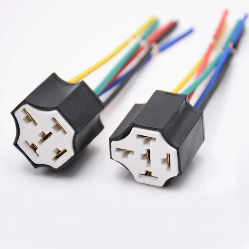 20Pcs 5-Pin Relay Socket Harness Connector DC 12V 24V Car Plug Car Relay Connector Babs