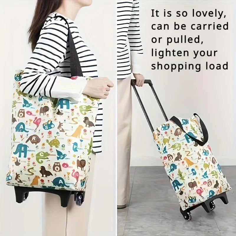 Foldable Oxford Cloth Shopping Cart – Large Capacity Bag Foldable Shopping Bag Babs